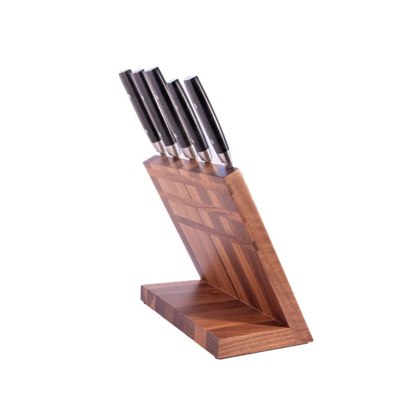 Yaxell Zen 5-Piece Knife Set with Magnetic Walnut Knife Block