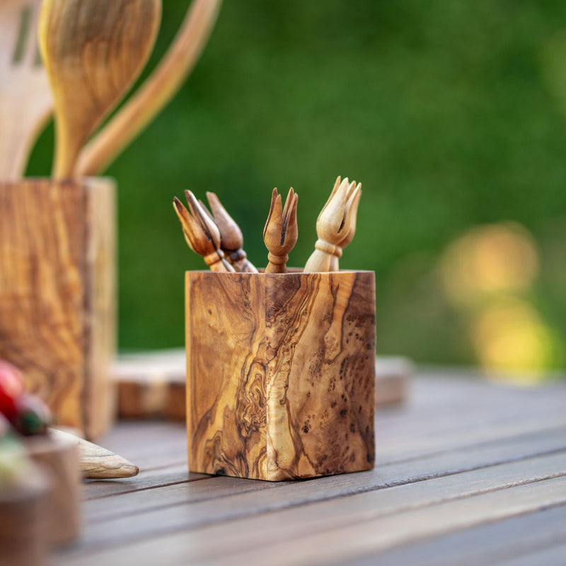 Berard Olive Wood Utensil Box - Square