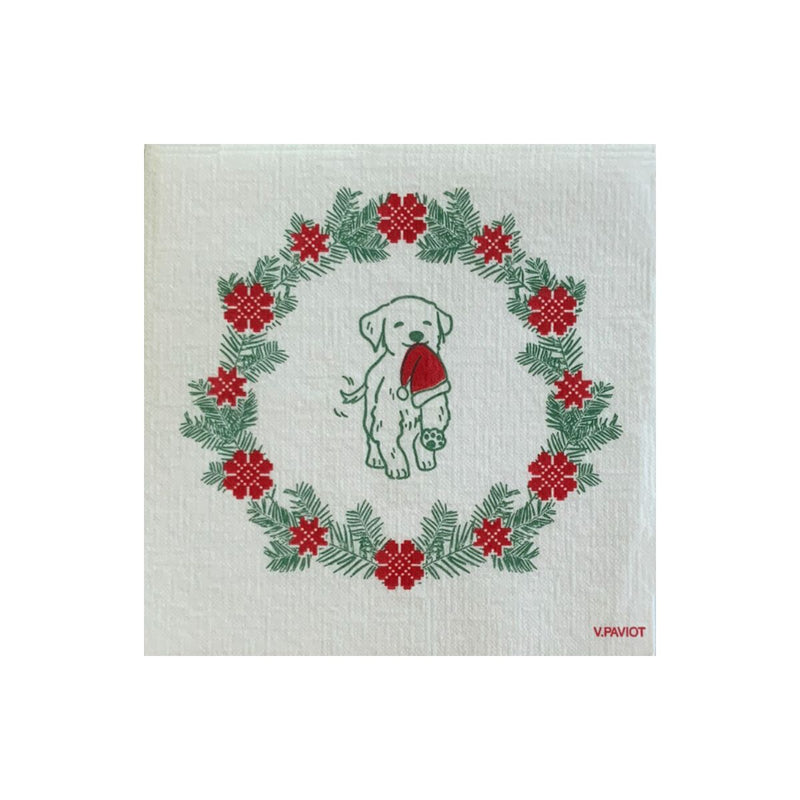 Francoise Paviot Cocktail Napkins - Christmas Dog