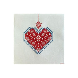 Francoise Paviot Cocktail Napkins - Embroidered Heart