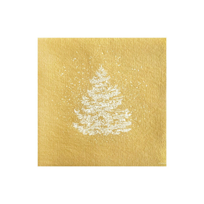 Francoise Paviot Cocktail Napkins - Gold Fir Tree