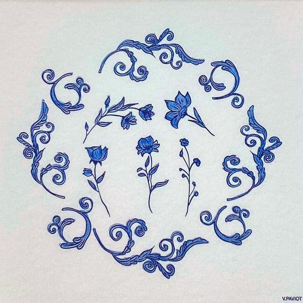 Francoise Paviot Dinner Napkins - Regency Blue