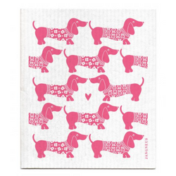 Jangneus Pink Dachshund Dishcloth