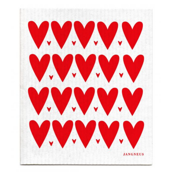 Jangneus Red Hearts Dishcloth