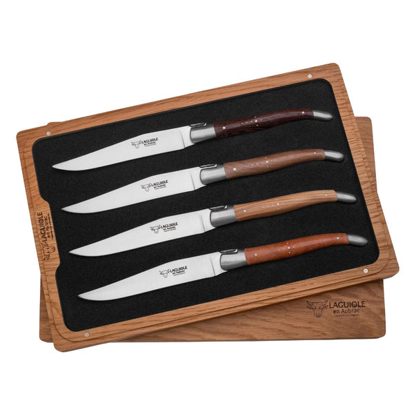 Laguiole Set of 4 Steak Knives- Mixed Wood