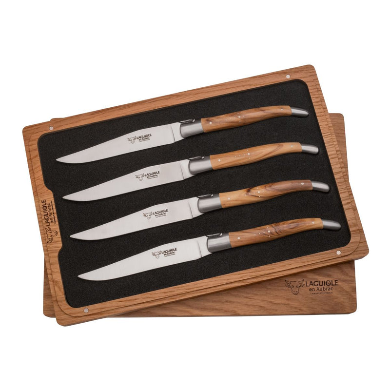 Laguiole Set of 4 Steak Knives - Olive Wood