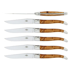 Laguiole Set of 6 Steak Knives - Juniper Wood