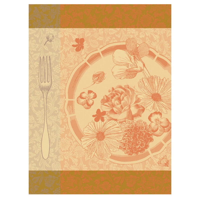 Le Jacquard Francaise Edible Flowers Tea Towel - Orange