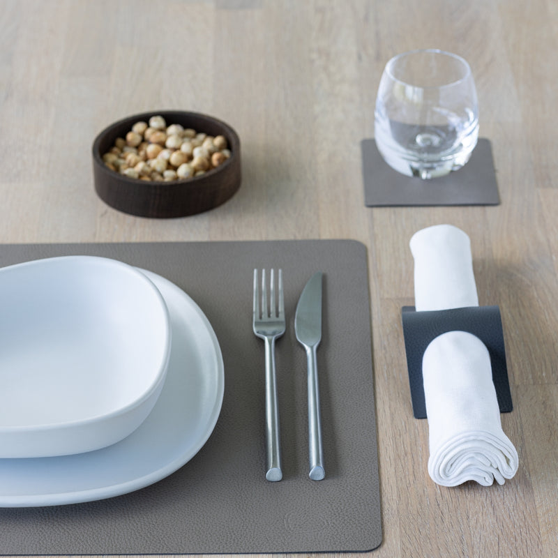 Lind DNA Serene Leather Table Mat - Mole Grey