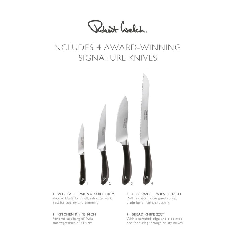 Robert Welch Signature Q Knife Block Set - Walnut 4pc