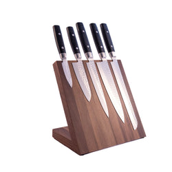 Yaxell Zen 5-Piece Knife Set with Magnetic Walnut Knife Block