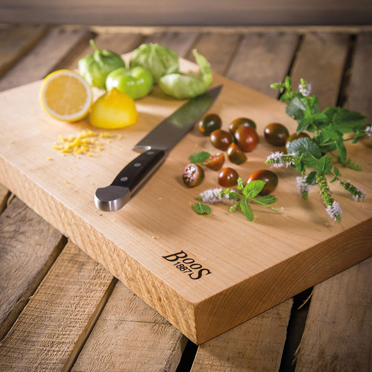Boos 1887 Collection Maple Rustic Edge Chopping Board Lifestyle ?v=1655320835