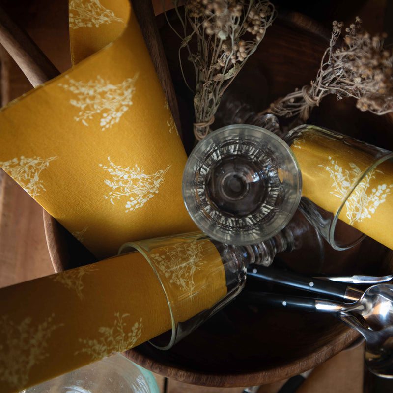 Francoise Paviot French Dinner Napkins - Yellow Herbs