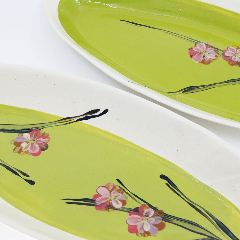 Wonki Ware Cherry Blossom Bamboo Platter - Pistachio