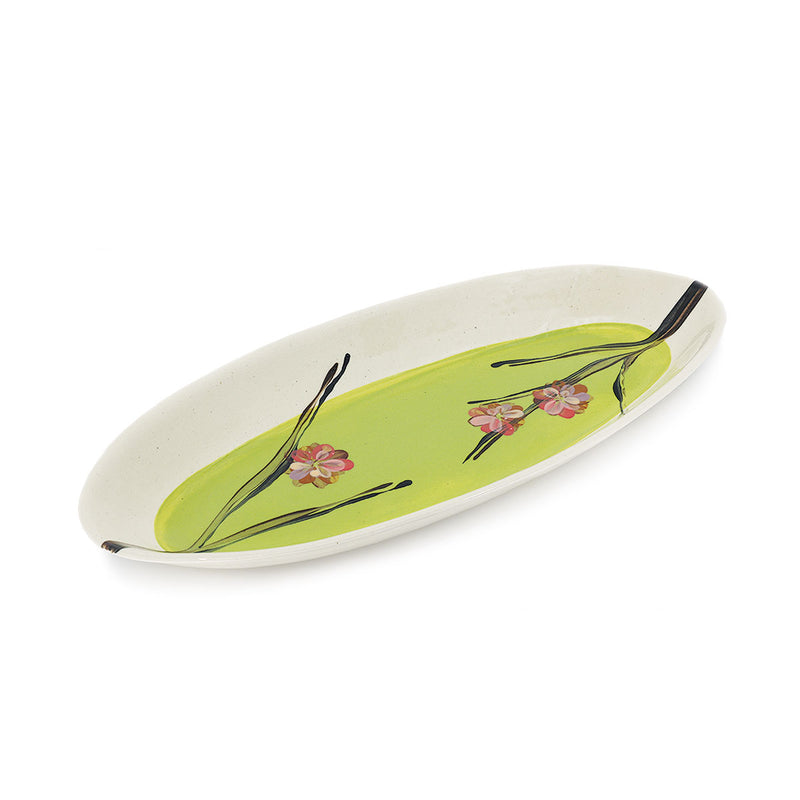 Wonki Ware Cherry Blossom Bamboo Platter - Pistachio