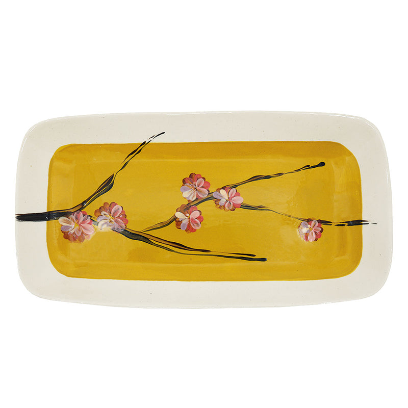 Wonki Ware Large Cherry Blossom Prawn Dish - Chestnut