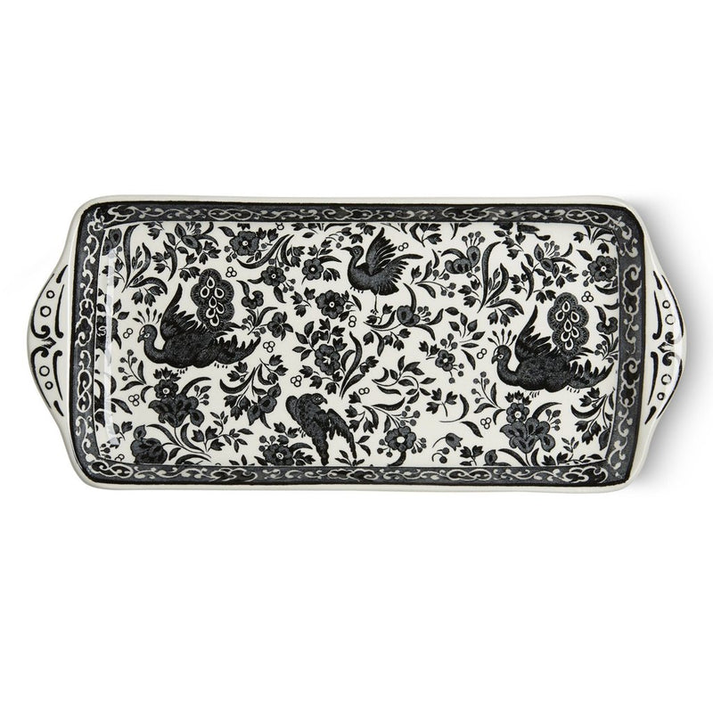 Burleigh Rectangular Tray Black Regal Peacock - 28cm